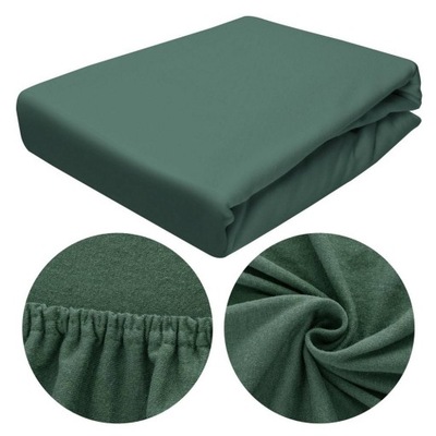 PRZEŚCIERADŁO z gumką 140x200 BAWEŁNIANE Jersey zielone
