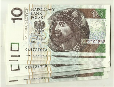 10 złotych 2016 seria CA stan UNC