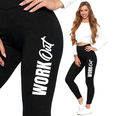 LEGGINSY Sportowe Damskie WORK OUT WZORY S/M