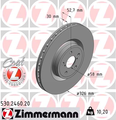 ZIMMERMANN 530.2460.20 ДИСК ТОРМОЗНОЙ