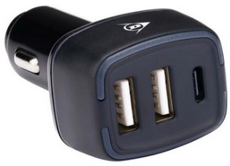 DISPOSITIVO DE CARGA DE AUTOMÓVIL ADAPTADOR DUNLOP 3 X USB USB-C POWER DELIVERY  