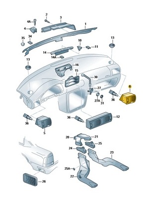 РЕШЕТКА ВОЗДУХОВОДА ПРАВОЕ 3B0819704C PASSAT OE