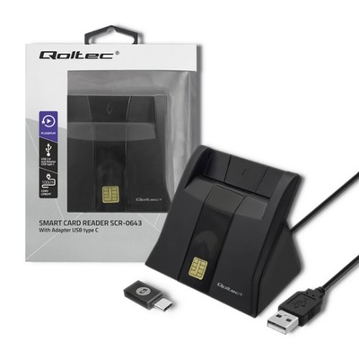 Qoltec Inteligentny czytnik chipowych kart ID SCR-0643 USB 2.0 USB typ C