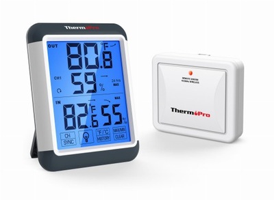Czujnik temperatury, wilgotności ThermoPro TP65 do zastosowania zewnętrznego, temperatura pracy poniżej 0°C, wyświetlacz