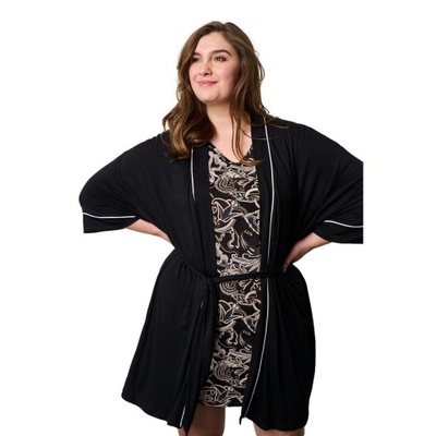 CZARNE KIMONO NARZUTKA Z LAMPASAMI ADIA A712 52