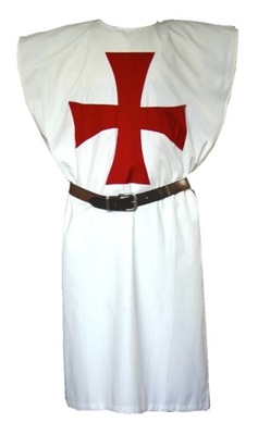Tunika Opończa Templar CZERWONA czarny krzyż LARP