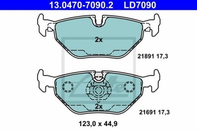 ATE 13.0470-7090.2 КОЛОДКИ КЕРАМИЧЕСКИЕ ЗАД BMW 5 (E39) 2,0-4,4 95-04