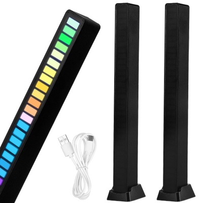 LISTWY ŚWIETLNE LED SYPIALNIA RGB AKTYWOWANE DŹWIĘKIEM LAMPKI LED 2 SZT