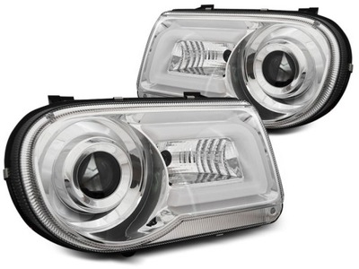 Лампи передні chrysler 300c 05-10 хром tube led фото №1