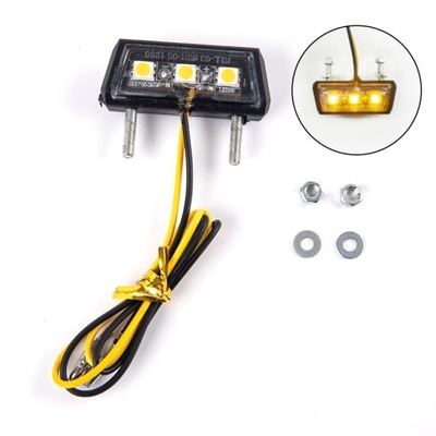 YELLOW1PC 12V DIODO LUMINOSO LED LIGHT REPELENTE AL AGUA LÁMPARA REJESTRACYJNA MOTOCYKLA PLACA  