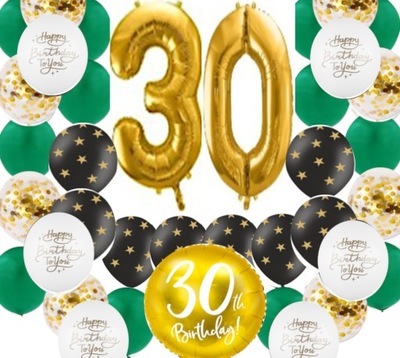 Balony na 30 urodziny Cyfry 30 Złote na hel 30stka