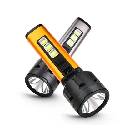 POWERFUL FLASHLIGHT LED CHARGING USB 2 IN 1 COB TAKTYCZNA  