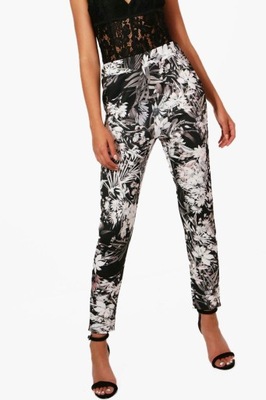 BOOHOO Spodnie rurki legginsy kwiatowy wzór XS 34