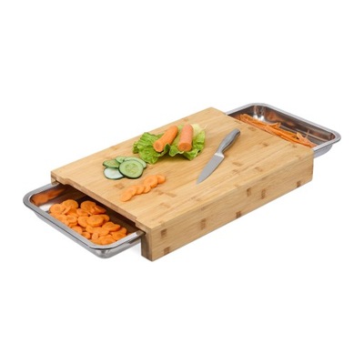 Deska bambusowa z 2 wysuwanymi miskami