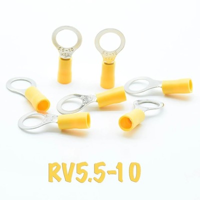 CRIMP INSULATED RING LUGS, WIRE TERMINALS, TYPE-O, YELLOW, RV5.5-(4/~5804