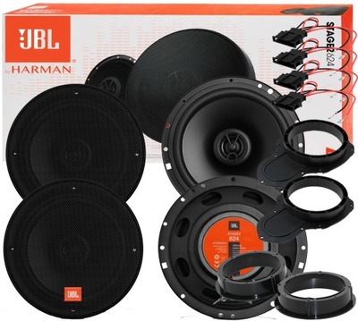 JBL STAGE2 624 SPEAKERS VW PASSAT B6 B7 CC FRONT+REAR DISTANCE + GRILLES  