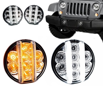 LUCES DIODO LUMINOSO LED DE DÍA + LUCES DIRECCIONALES DRL 2 EN 1 JEEP WRANGLER JK 2007-18 COLOR BLANCO  