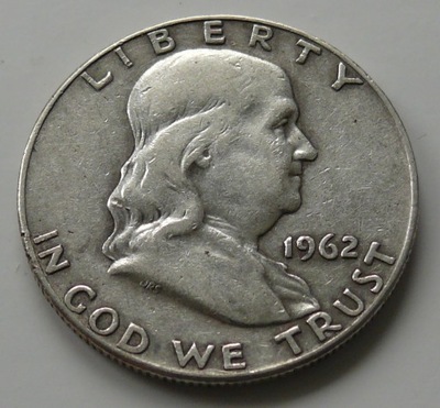 USA - 1/2 DOLARA HALF DOLLAR 1962 r. D FRANKLIN - SREBRO Ag