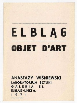 Anastazy B. Wiśniewski 1971 Elbląg Objet dArt