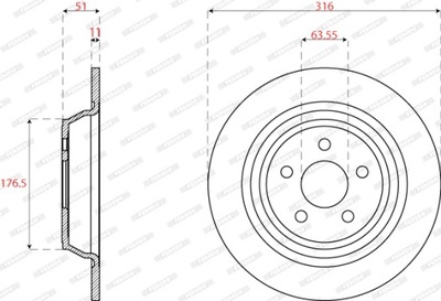 FERODO ДИСК ТОРМОЗНОЙ ЗАД L/P FORD GALAXY III, S-MAX FORD USA EDGE