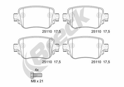 PADS BRAKE REAR BRECK 25110 00 704 00  