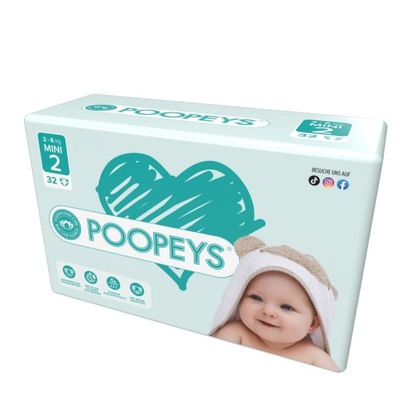 Pieluchy Jednorazowe Poopeys 2 MINI (3-6KG) 32 szt