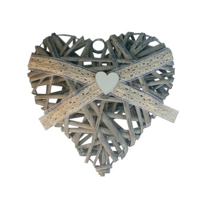 SERCE WIKLINOWE DO POWIESZENIA SZARE 20 cm