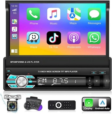 Radio samochodowe 1DIN 7'' CarPlay Android Auto Bluetooth USB