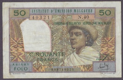 Madagaskar - 50 franków 1969 (VG)