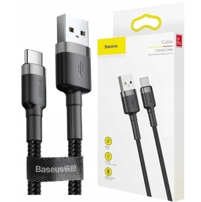 Mocny kabel USB-A - USB-C 2m Baseus w oplocie Szybkie ładowanie 2A typ C QC