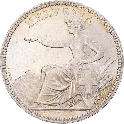 Moneta, Szwajcaria, Helvetia, 5 Francs, 1874, Bern