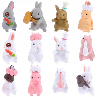 12 sztuk króliczków figurki króliki miniaturowe