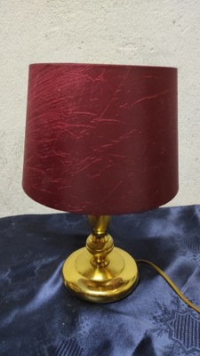 lampa lampka stołowa Wilke-Leuchten vintage złota bordowa