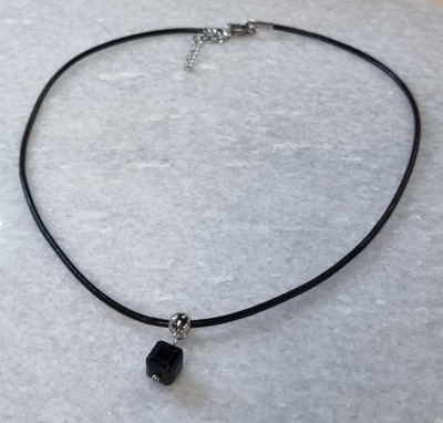 Naszyjnik choker czarny turmalin skóra leather