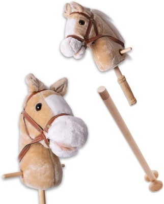 KOŃ KONIK NA PATYKU HOBBY HORSE HORSING BEŻOWY DZWIĘK PREZENT DLA DZIECI