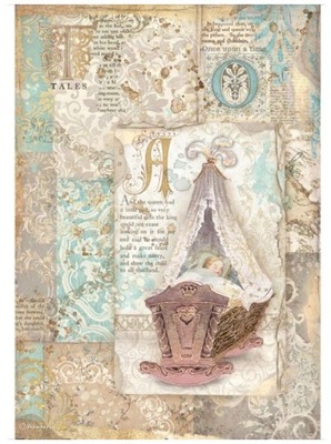 Fajny PAPIER RYŻOWY do Prac PLASTYCZNYCH Rękodzieło A4 Sleeping Kołyska