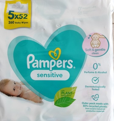 PAMPERS Sensitive chusteczki 5x52 szt GERMANY