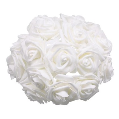 Białe Piankowe róże 8 CM różyczki na druciku
