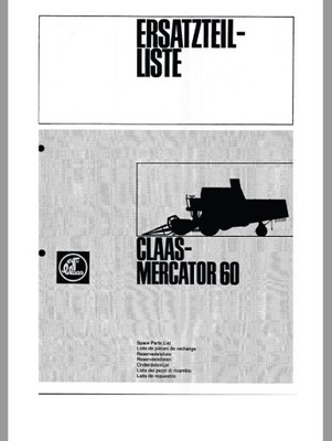 Katalog części kombajn CLAAS MERCATOR 60