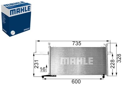 KONDENSATORIUS KONDICIONAVIMO NISSAN MICRA II 1.0 1.3 1.4 08.92-02.03 MAHLE 