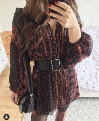 ZARA SZYFONOWA SUKIENKA BOHO PAISLEY KWIATY S BLOG