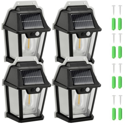 4x Lampy Solarne LED Ogrodowe Zewnętrzna Ścienny Z Czujnikiem Ruchu 3 Tryby