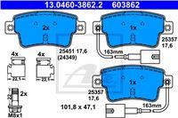 ATE КОЛОДКИ ГАЛЬМІВНІ ЗАДНІЙ FIAT PUNTO EVO 09- FIAT PUNTO 12-/99-/EVO