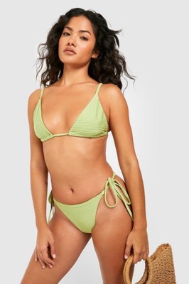 BOOHOO ZIELONY KOMPLET BIKINI STRUKTURA PRĄŻKI VF9 NG2__XS