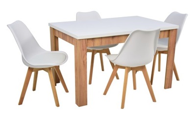 Stół rozkładany BIAŁY 80x120/160 + 4 krzesła