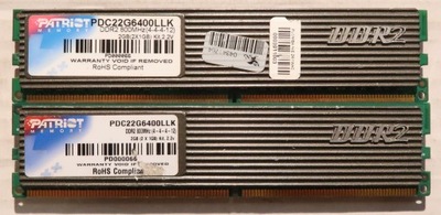 Pamięć 2GB (2x1GB) DDR2 PC2-6400 800MHz PATRIOT CL4