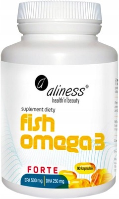 Suplement diety ALINESS FISH OMEGA 3 FORTE kwasy omega 90 kapsułek DHA EPA