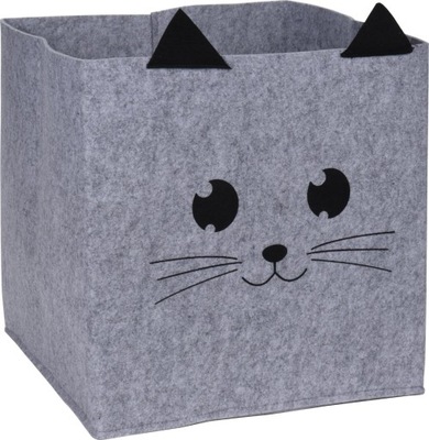 Pudełko do regału Kot szare filcowe kwadratowe