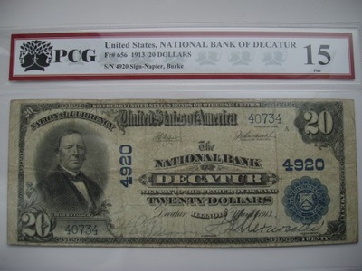 National 20 Dolarów 1902r. DECATUR !!! rzadki Banknot