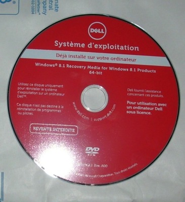 Dell Win 8.1 64bit Recovery DVD francuski